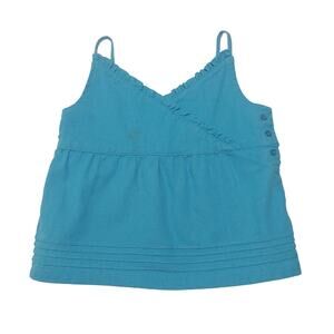 GAP Kids solid cotton linen ruffled faux wrap pleated hem camisole top